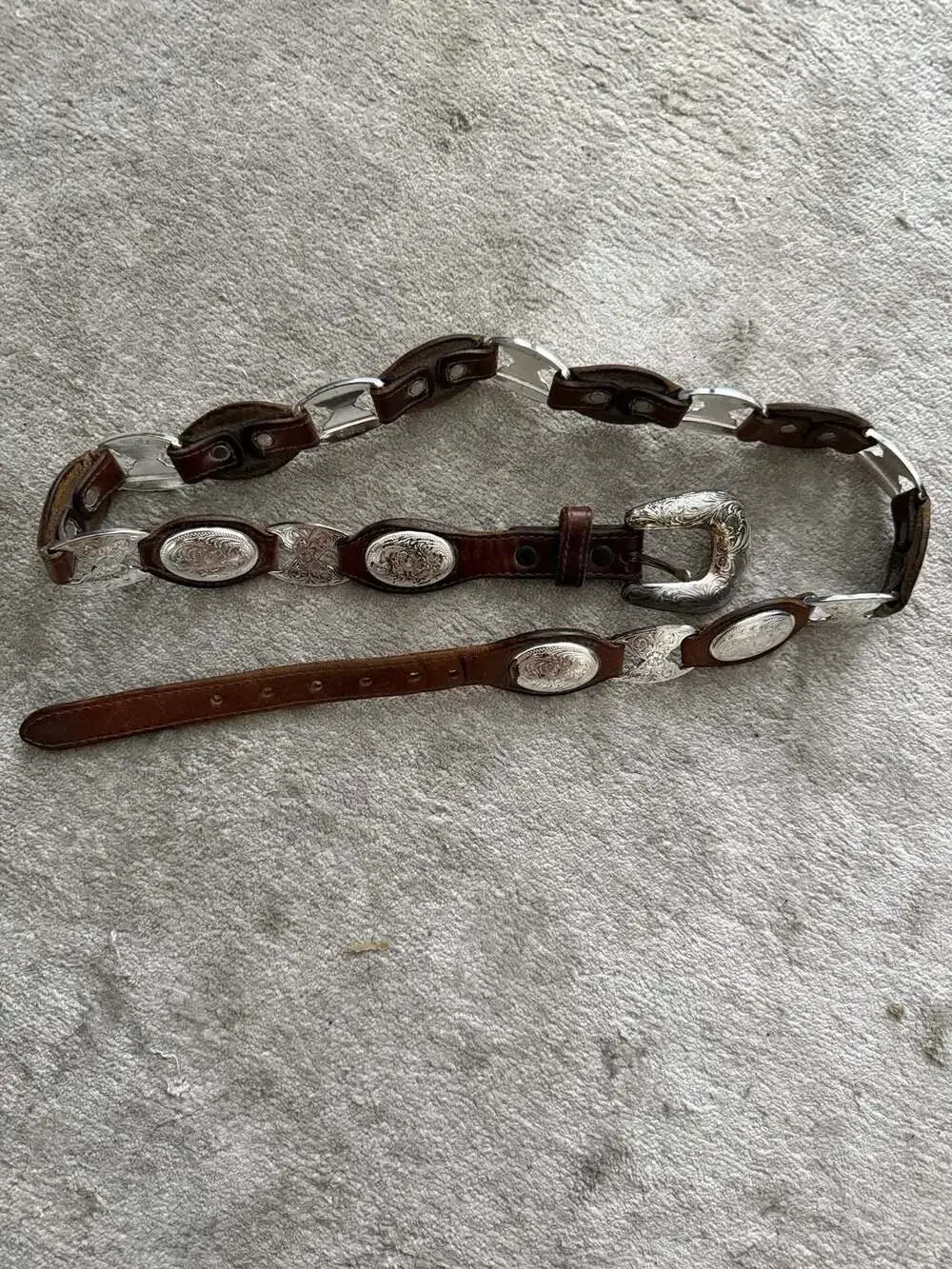 Vintage 1996 Tony Lama Brown Leather Concho Western Belt